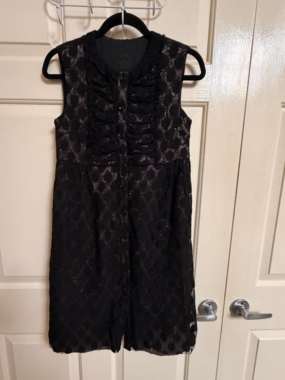 Anna Sui Mesh Metallic Polka Dot Sleeveless Dress